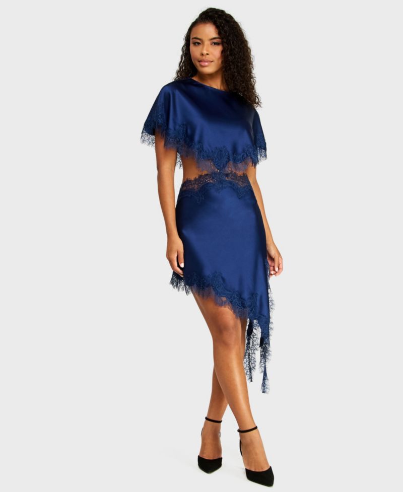 Juniors' Short-Sleeve Satin Dress