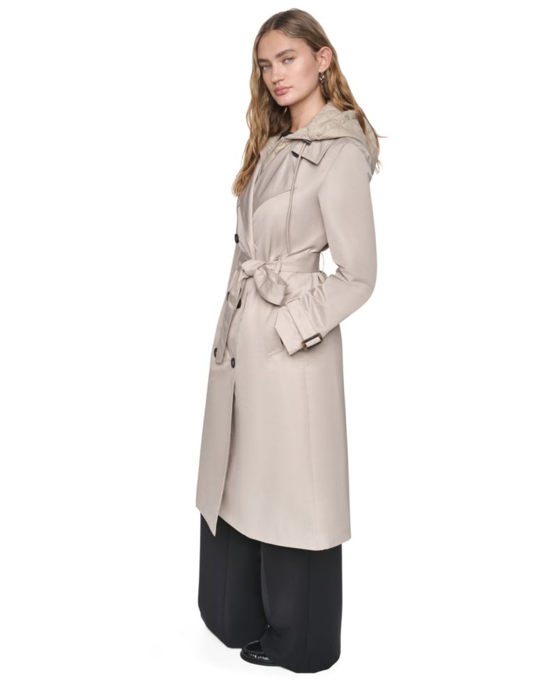 Women's Quilted Hooded Trench Coat