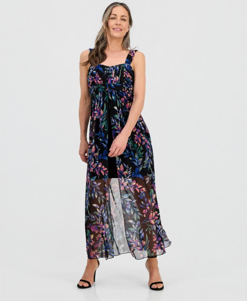 Women's Floral Print Sleeveless Maxi Dress