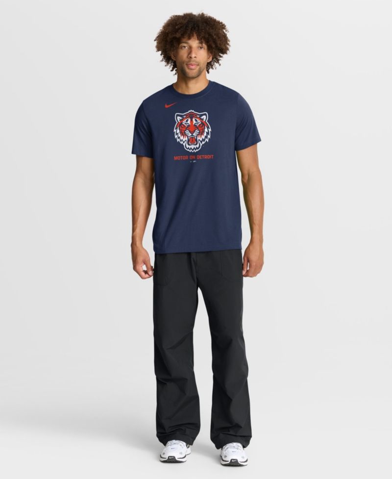 Men's Navy Detroit Tigers Tri-Blend Logo T-Shirt