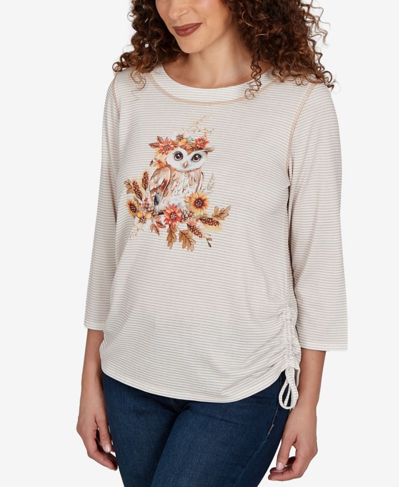 Petite Autumn Owl Knit Top