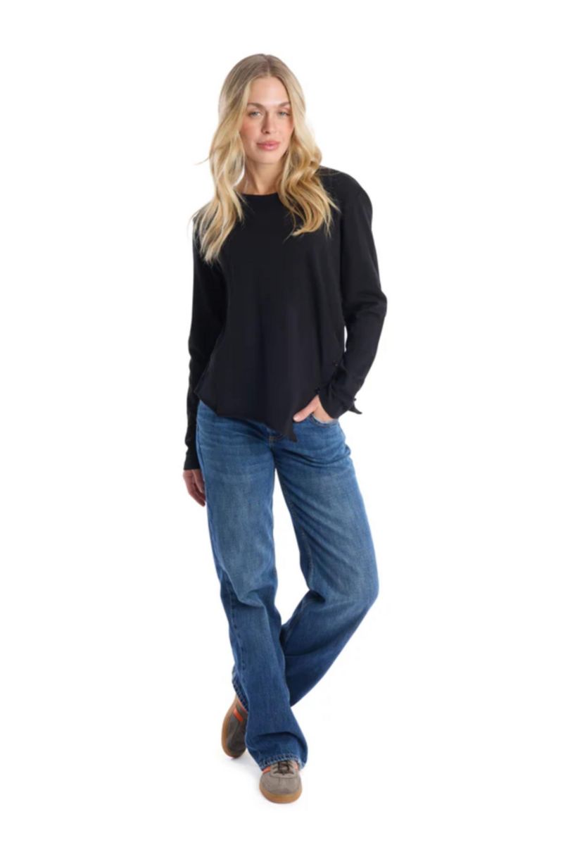Women's Clothing Long Sleeve with Asymmetrical Hem Tee