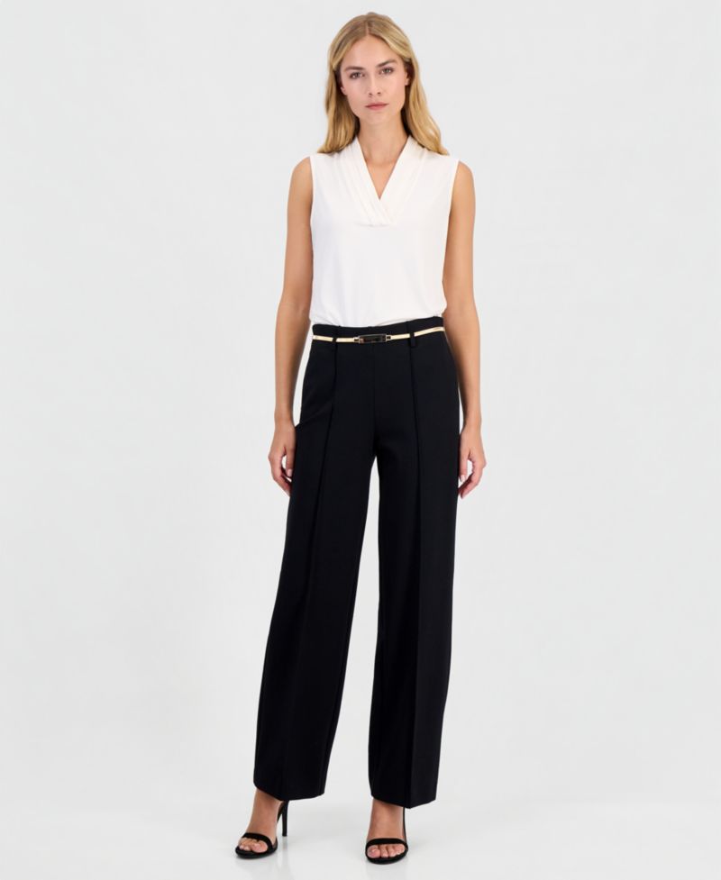 Women's Wide Leg Belted Compression Pants