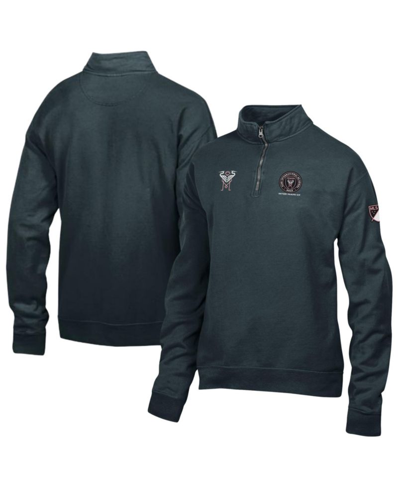 Men's Black Inter Miami CF Logo ComfortWash Fleece Quarter-Zip Jacket