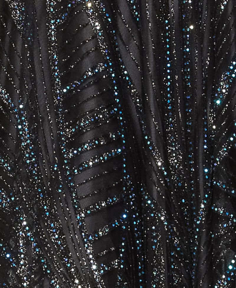 Juniors' Sweetheart-Neck Glitter-Mesh Lace-Up-Back Dress
