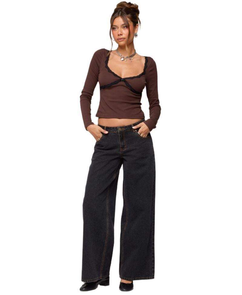 Women's Porta Contrast Lacey Top