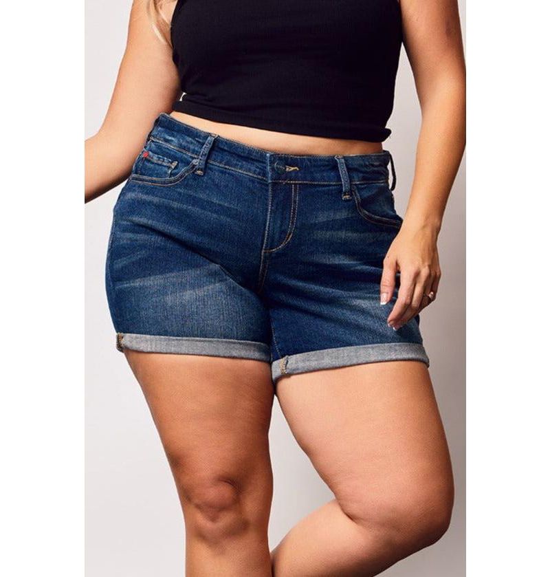 Plus Size Denim Rolled Shorts