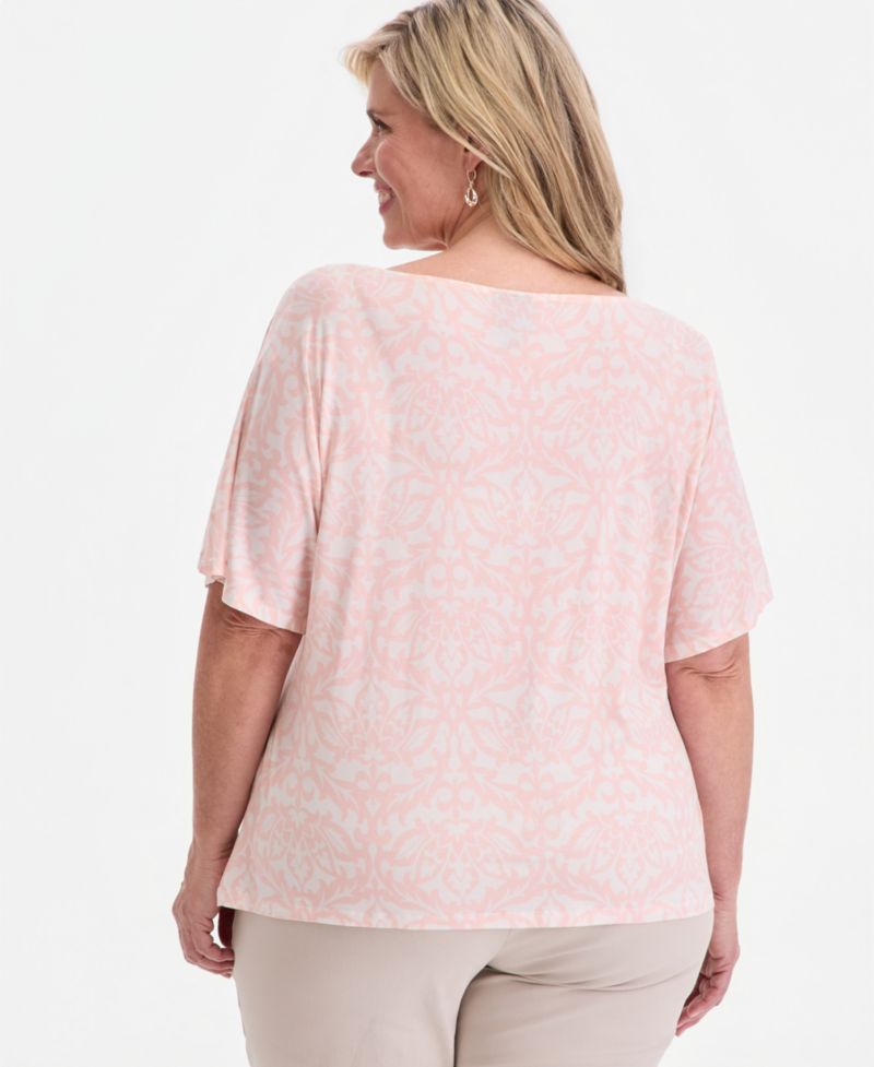 Petite Printed Cowl-Neck Knit Top