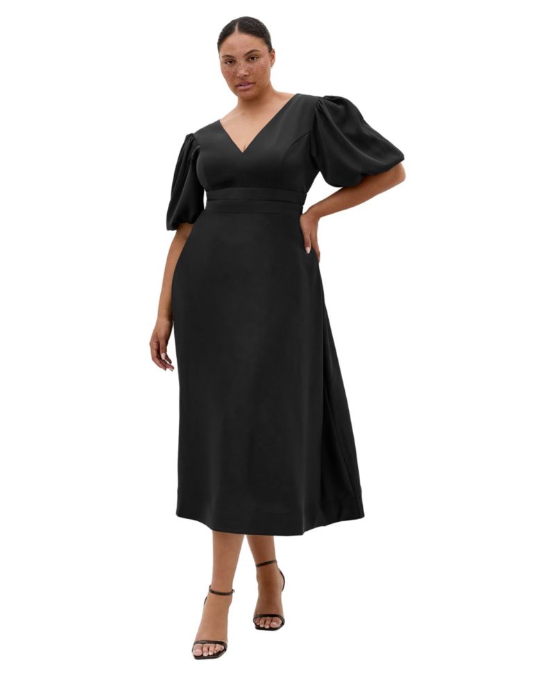 Plus Size Lula Puff Sleeve Midi Dress