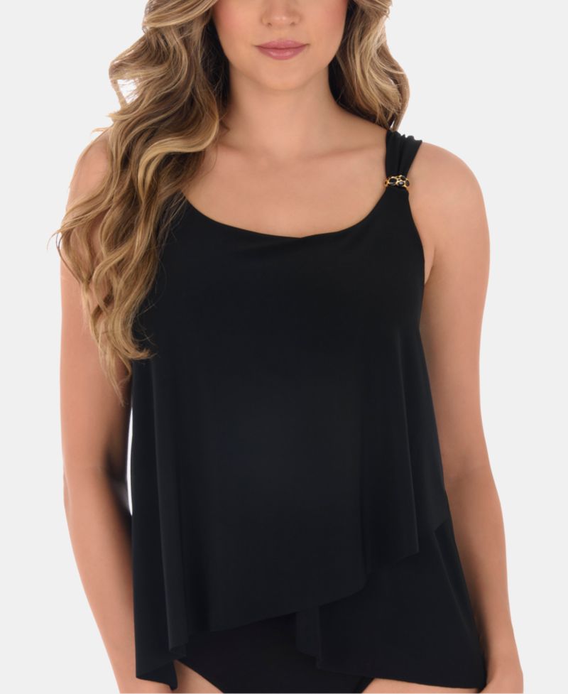 DD Cup Razzle Dazzle Underwire Asymmetrical Tankini Top