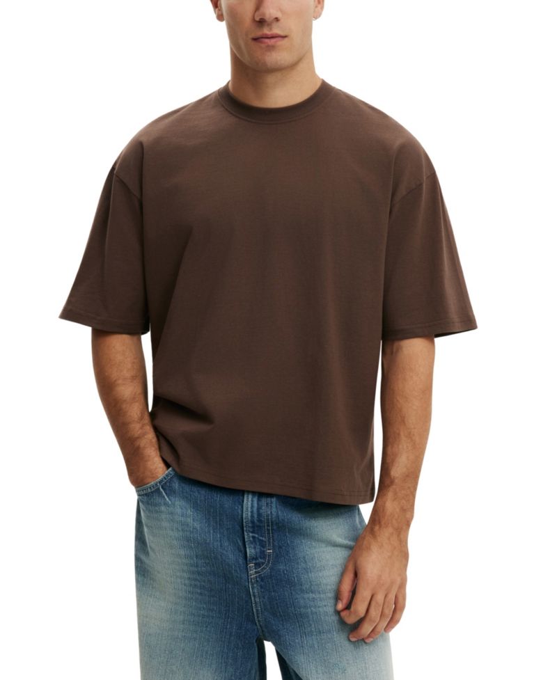 Men's Textured Cropped Crewneck T-Shirt