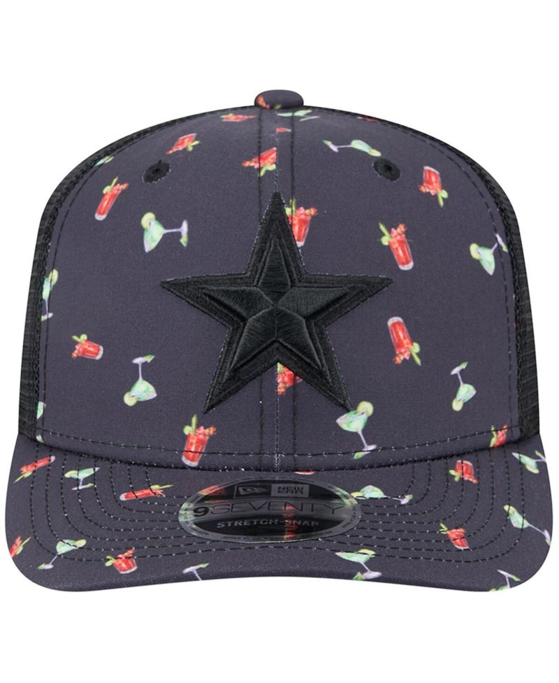 Men's Navy/Black Dallas Cowboys Adventure Drinks Pattern 9SEVENTY Stretch-Snap Hat