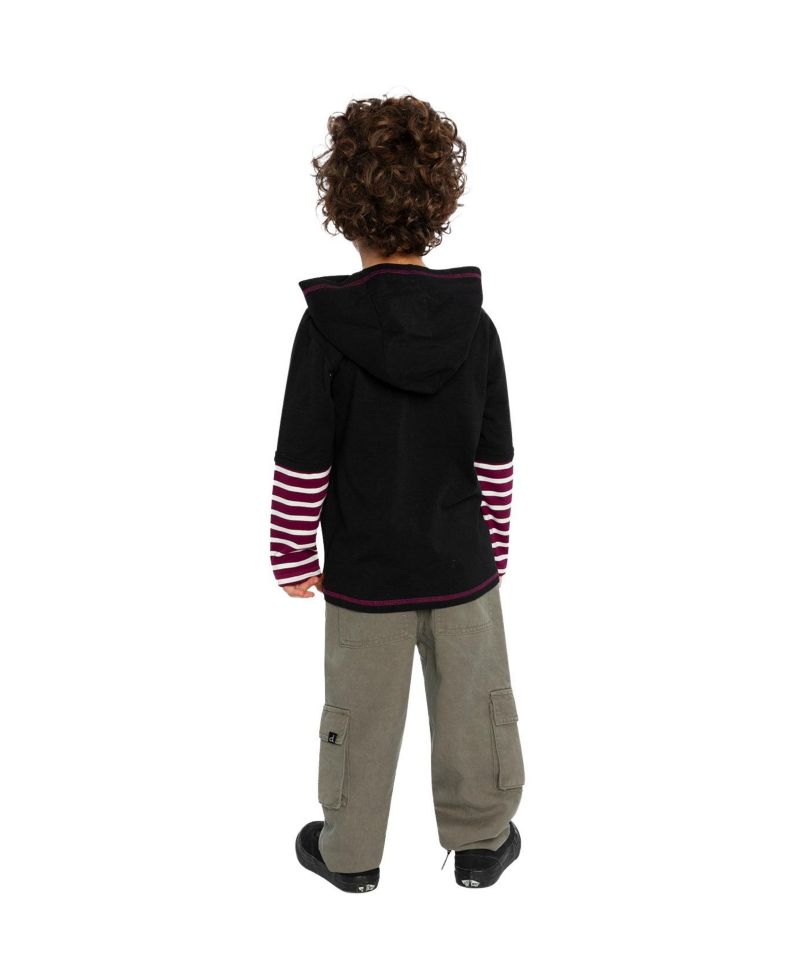 Little and Big Boy 6-12Y Fake Double Sleeve Hooded Shirt