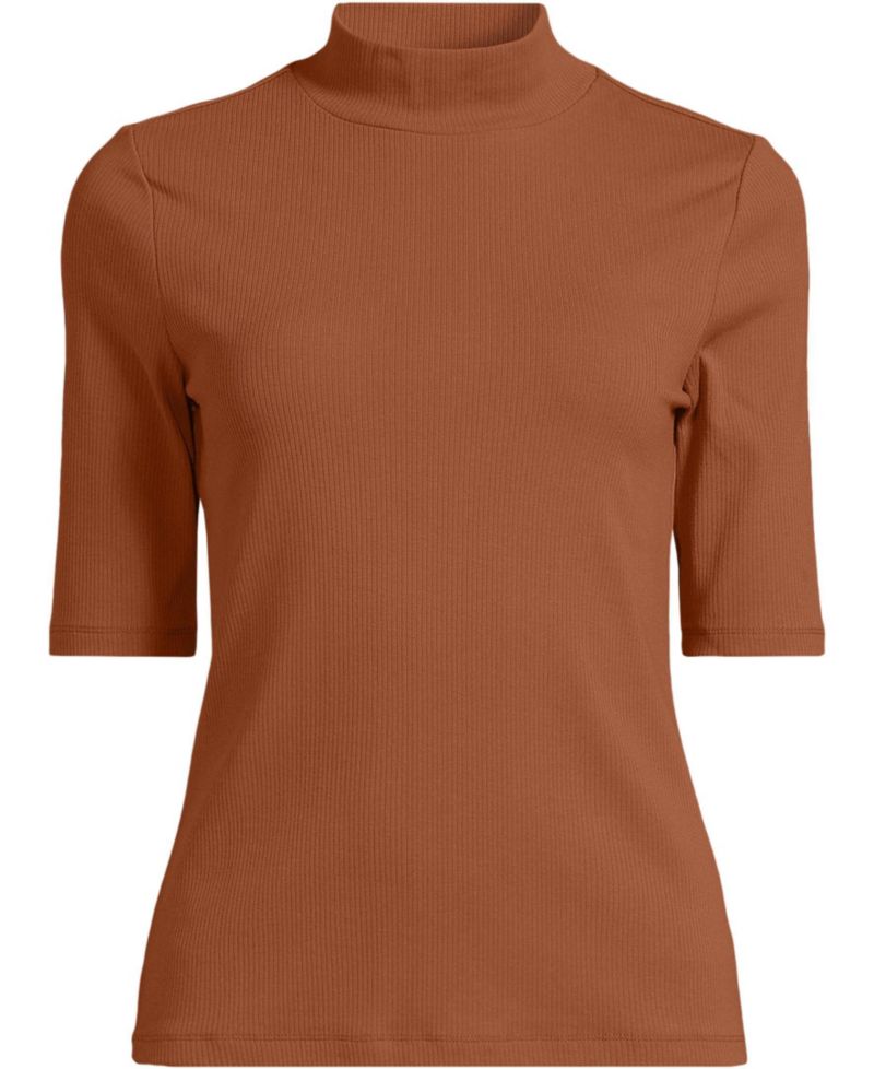 Women's Wide Rib Mock Neck T-Shirt