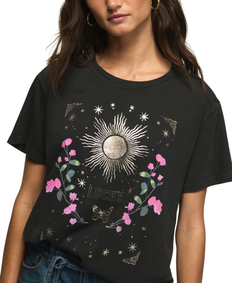 Women's Celestial Lucky Sun Boyfriend Graphic T-Shirt