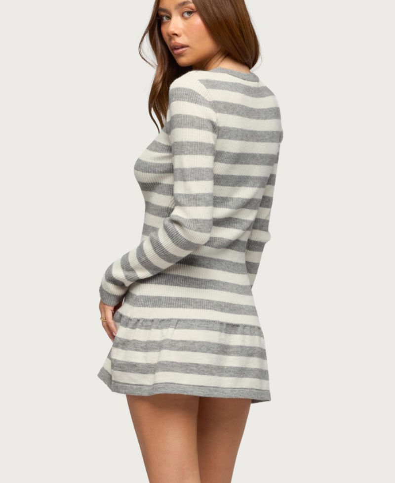 Women's Caisyn Striped Ribbed Knit Mini Dress