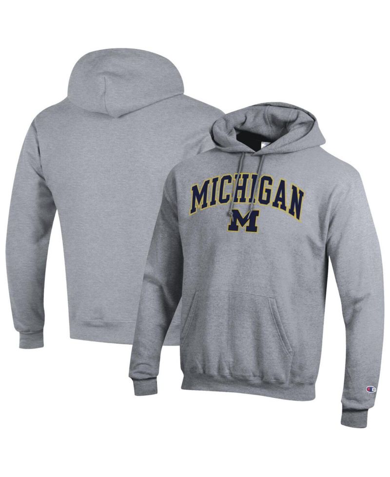 Men's Navy Michigan Wolverines Arched Logo Fleece Pullover Hoodie
