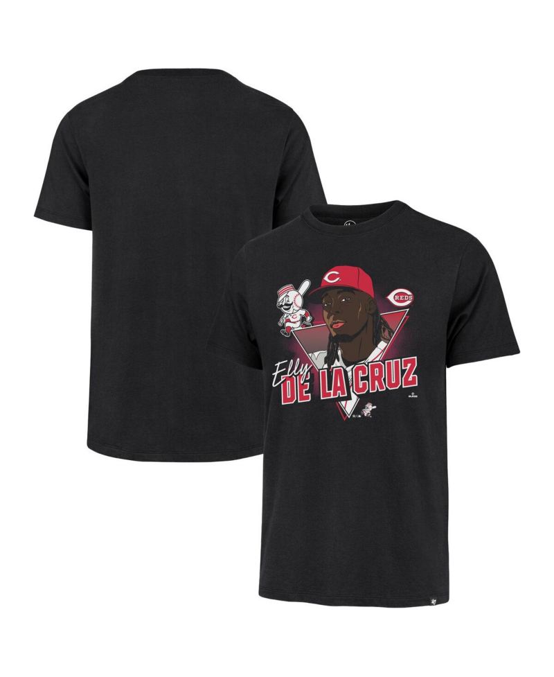 Men's Elly De La Cruz Black Cincinnati Reds Player Caricature Franklin T-Shirt