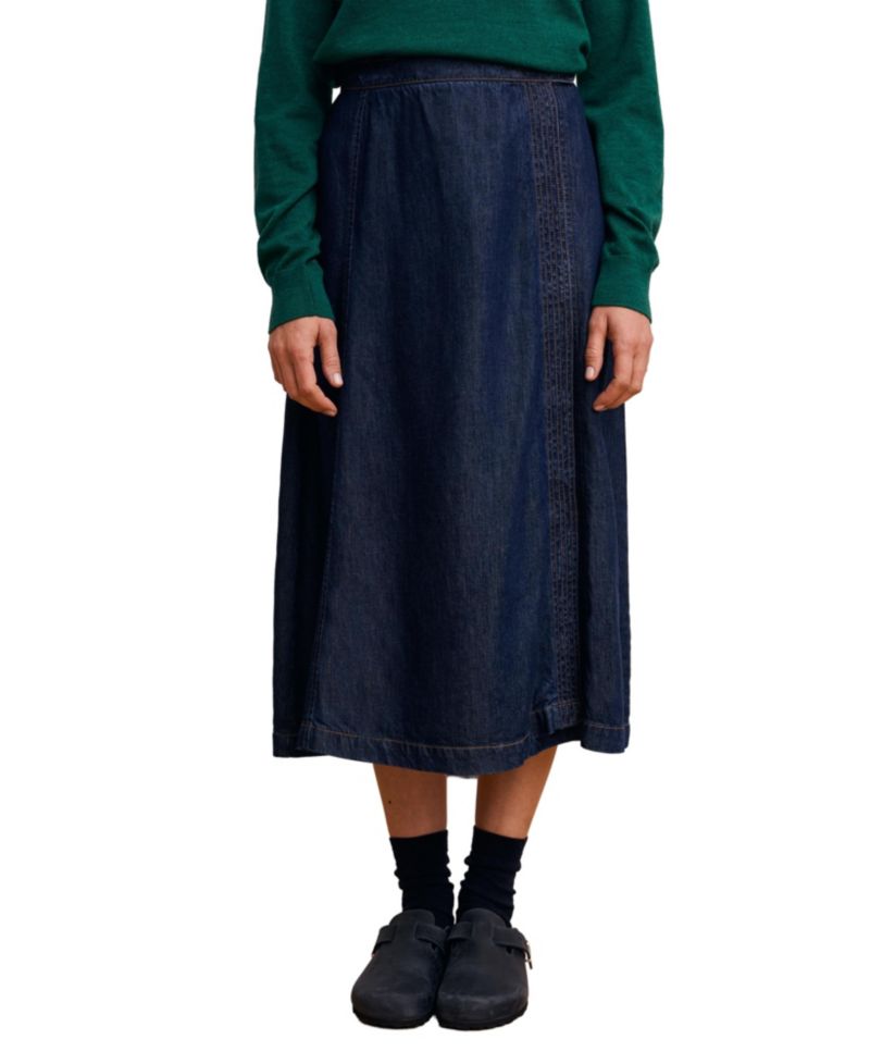 Women's Midi Wrap A-Line Denim Skirt
