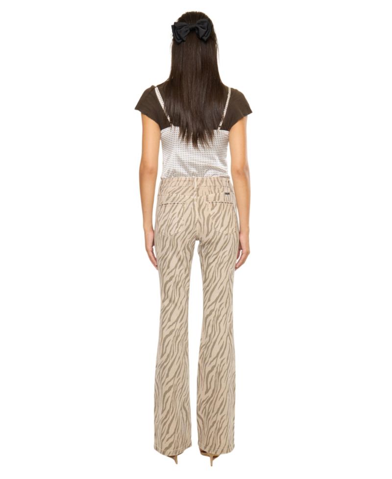 Women's USA Juniors' High Rise Zebra Print Flare Jeans