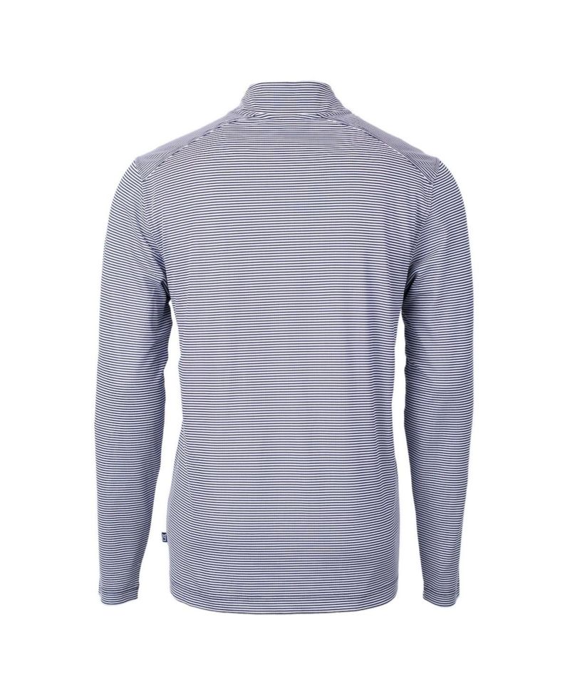 Men's Navy/White New York Yankees Virtue Eco Pique Micro Stripe Quarter-Zip Pullover