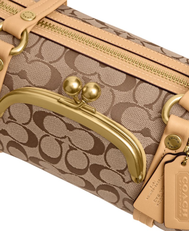Kisslock Small Signature Jacquard Barrel Shoulder Bag 28