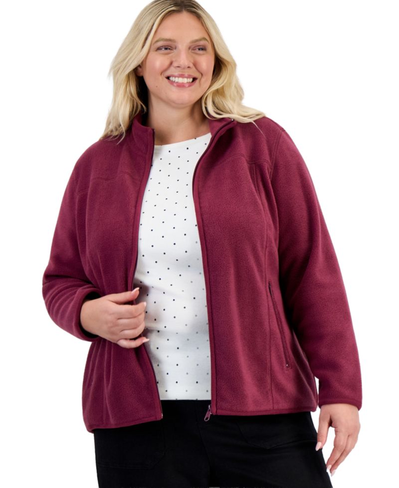 Plus Size Polar Fleece Zip-Front Jacket