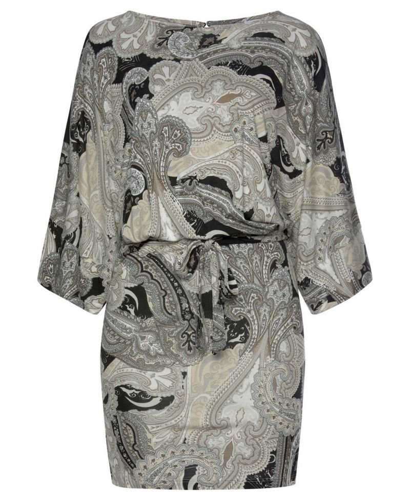 Women's Viscose Printed Cold Bodycon Elastic-Waist Short Dress