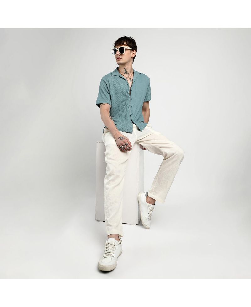 Men's Teal Green Micro Zig-Zag Shirt