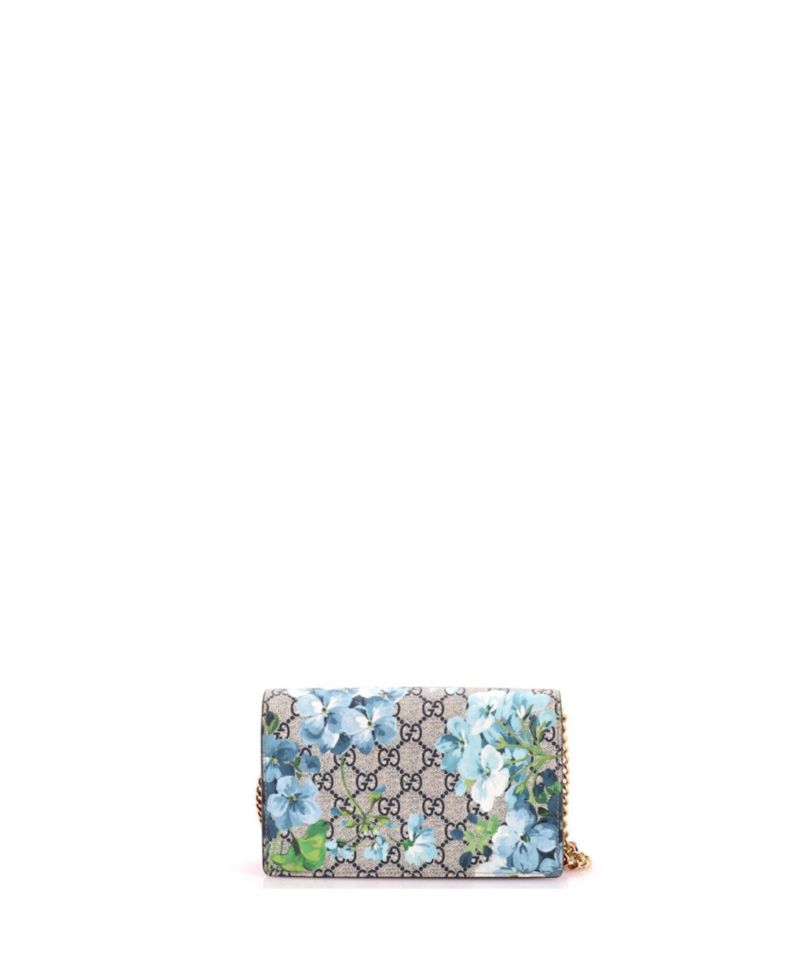 Chain Wallet Blooms Print GG Coated Canvas