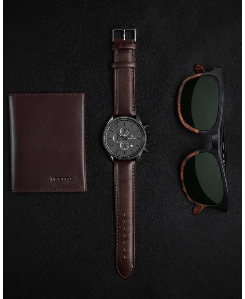 Men's Chrono S2 Chronograph Brown Leather Strap Watch 43mm