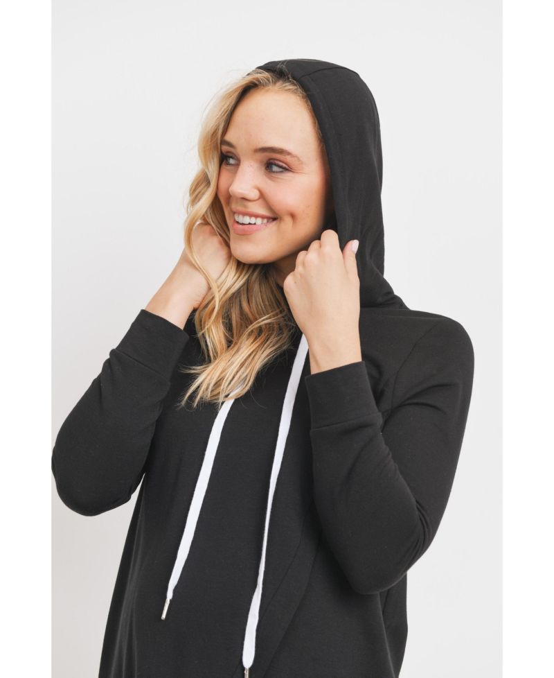 Maternity Crossover Drawstring Nursing Hoodie