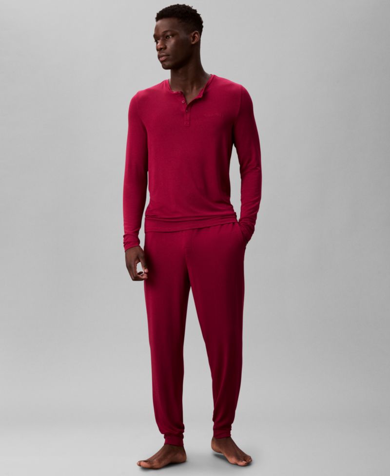 Men's Henley Neck Sleep Top