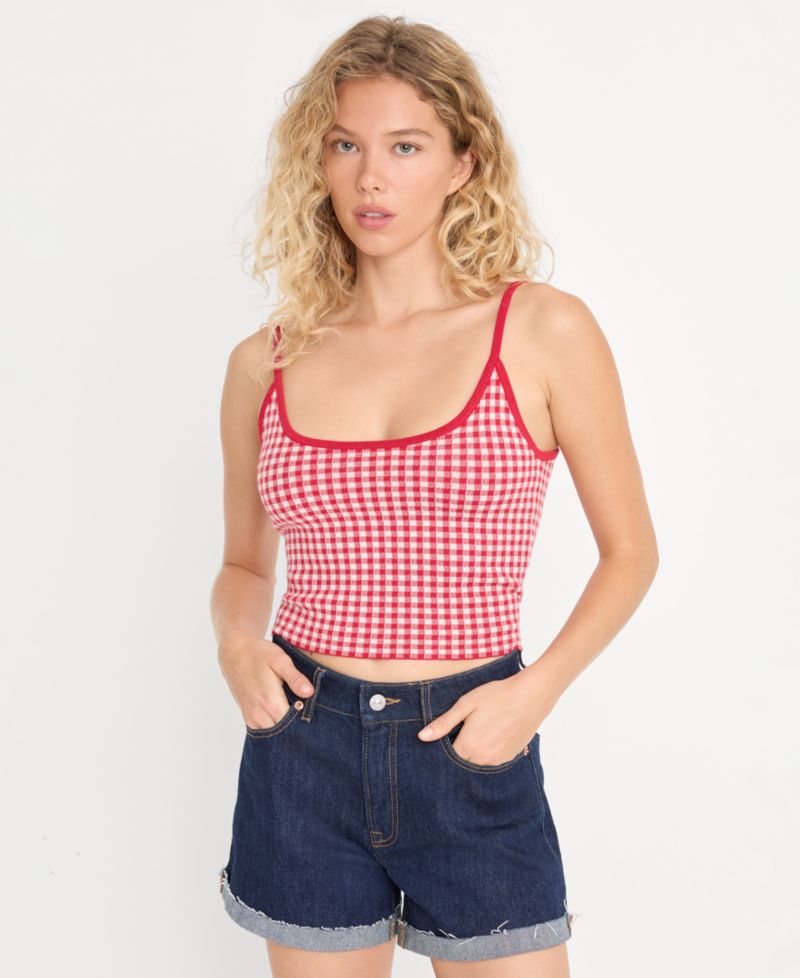 Women's Gingham Camisole Sweater