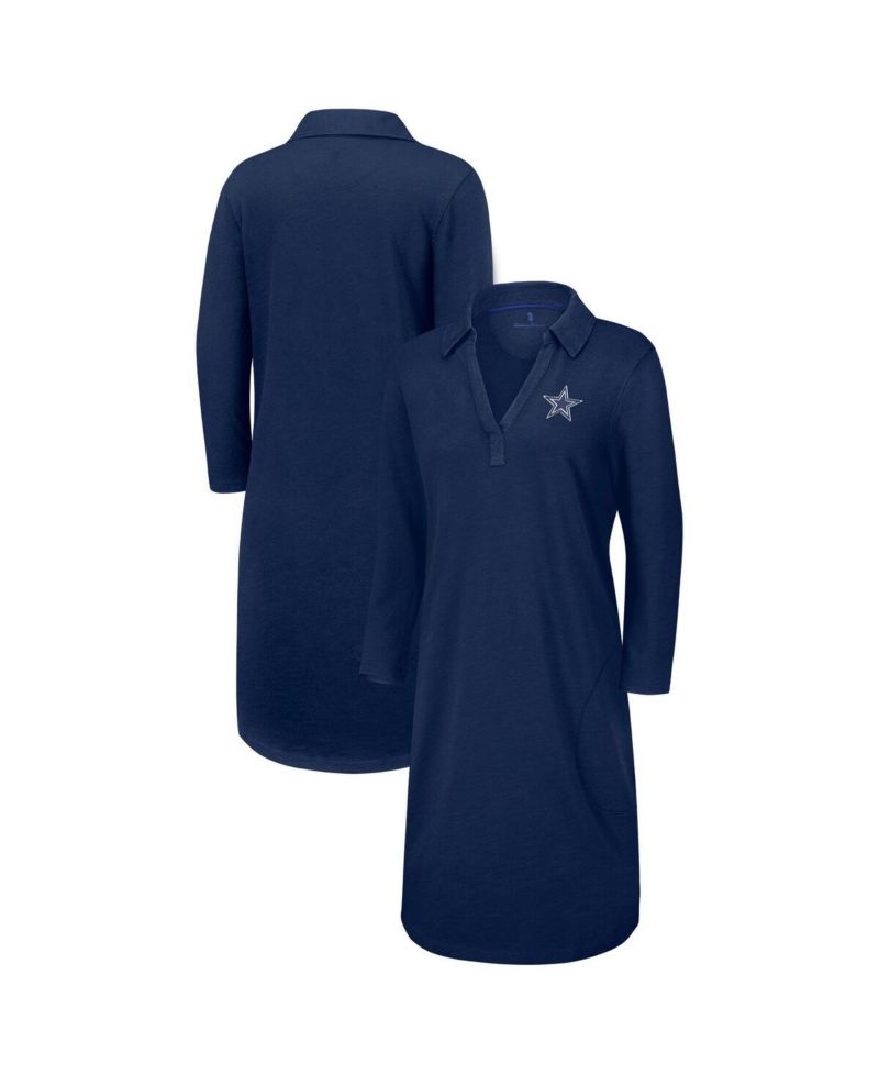 Women's Navy Dallas Cowboys Ashby Isles Three-Quarter Length Sleeve Pullover Jersey Dress