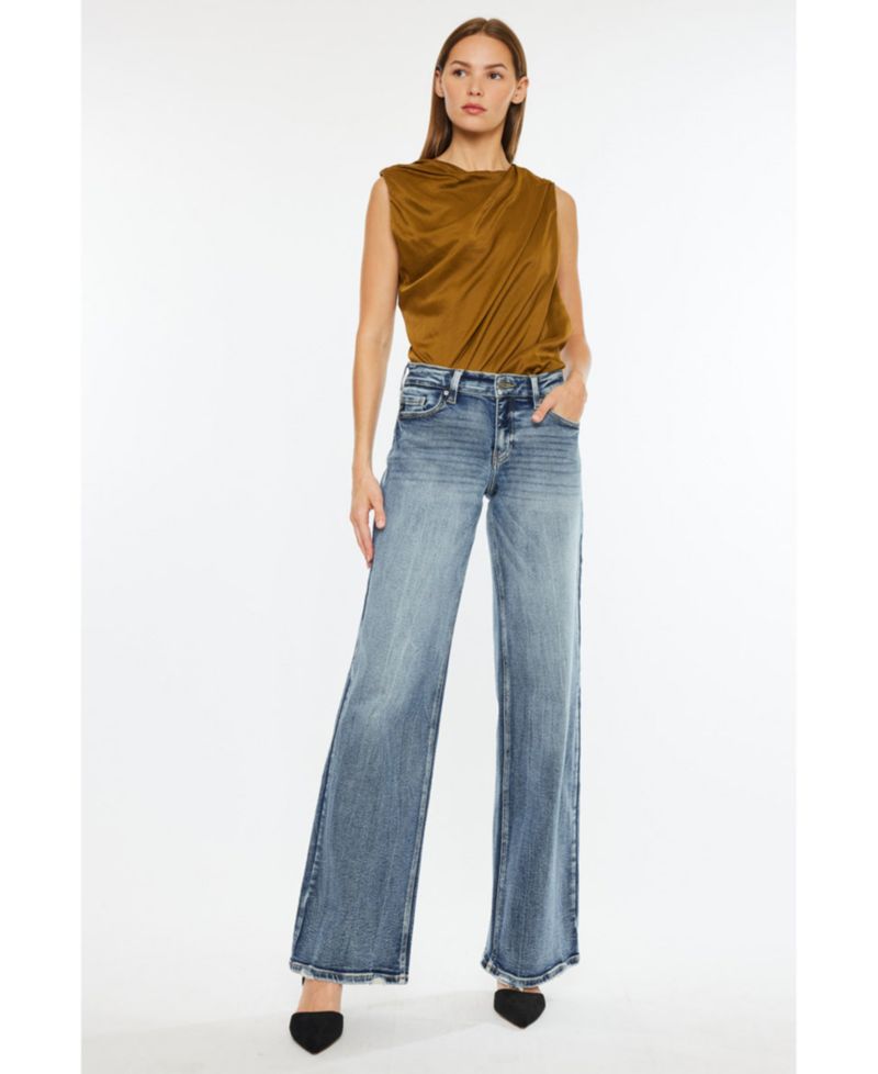 Women's Venice Mid-Rise Wide-Leg Heavy-Grind Jeans