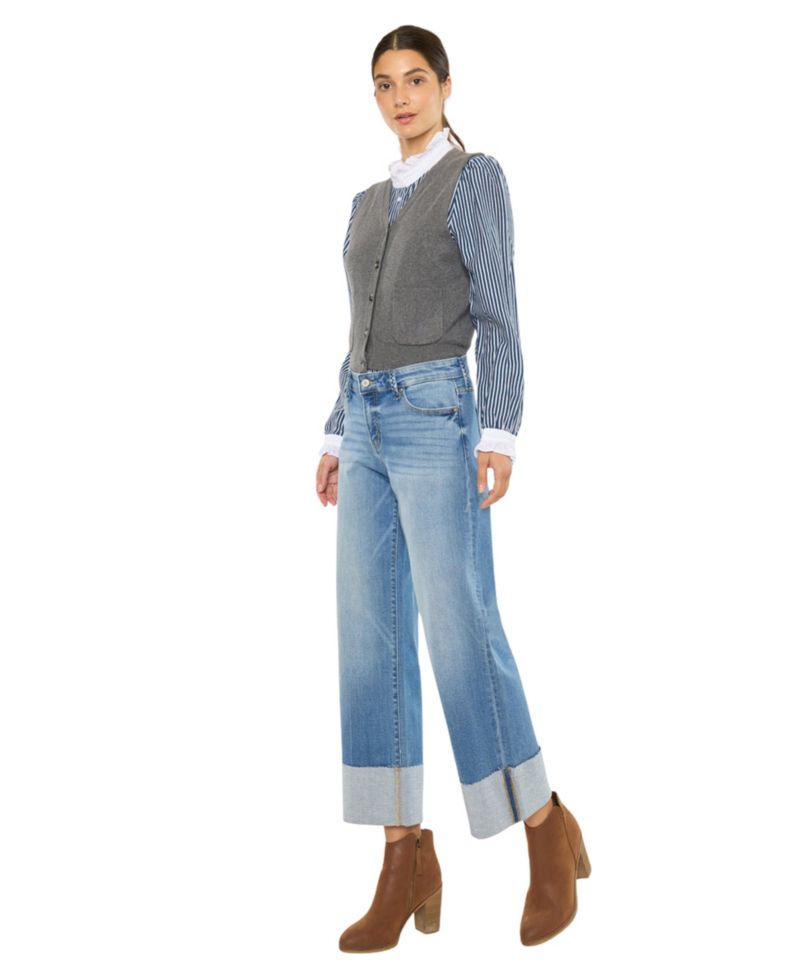 Women's Kenny Mid Rise Crop Wide-Leg Jeans