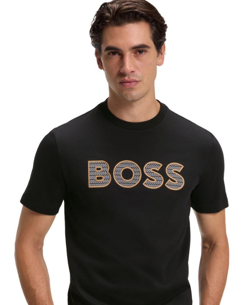 BOSS by Men's Thompson Cotton-Jersey Crew-Neck Logo T-Shirt