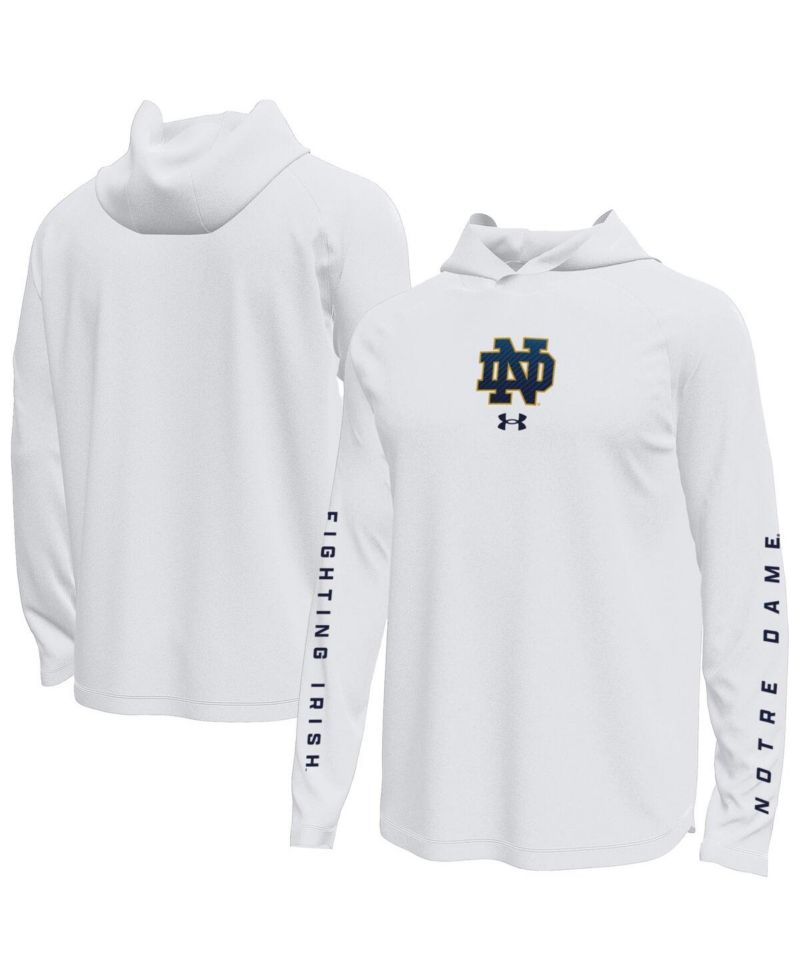 Men's White Notre Dame Fighting Irish Tech Stretch Long-Sleeve Hooded T-Shirt
