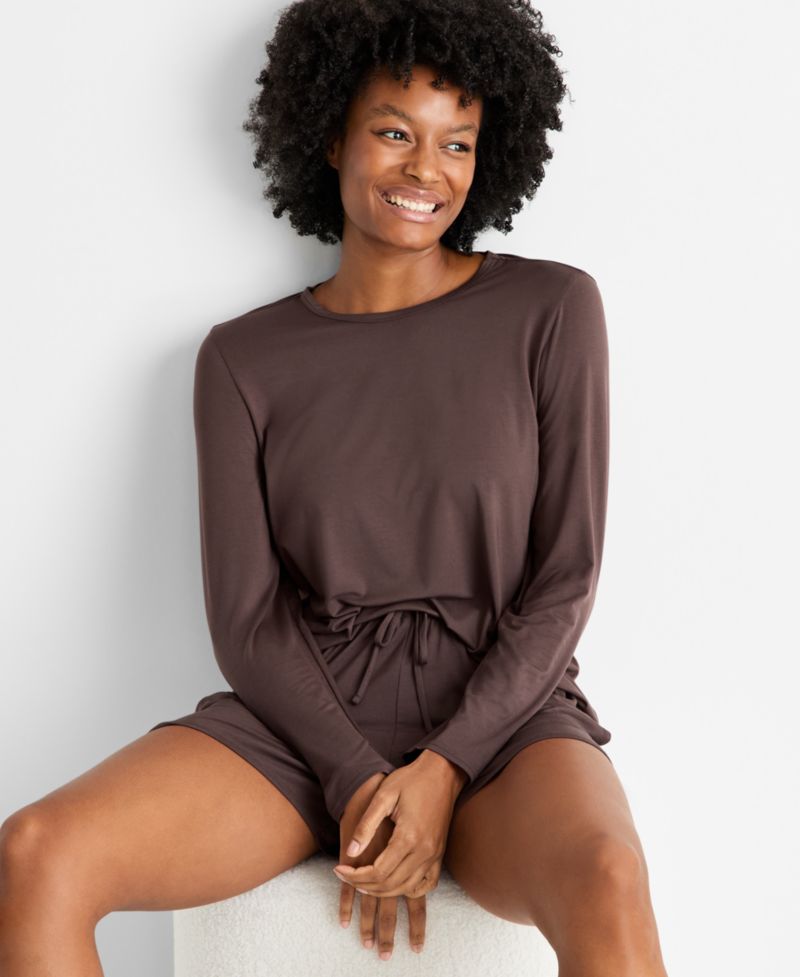 State of Day Women's Crewneck Long-Sleeve Short Pajama Set