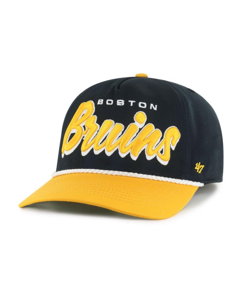 Men's Black/Gold Boston Bruins Drop Shadow Rope Hitch Adjustable Hat