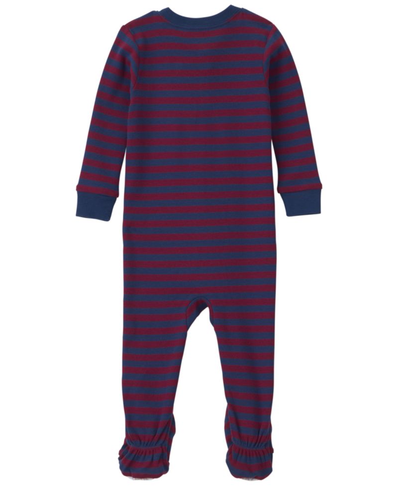 Baby Boys' Dog Striped 2-Way Zip Cotton Footed Pajama