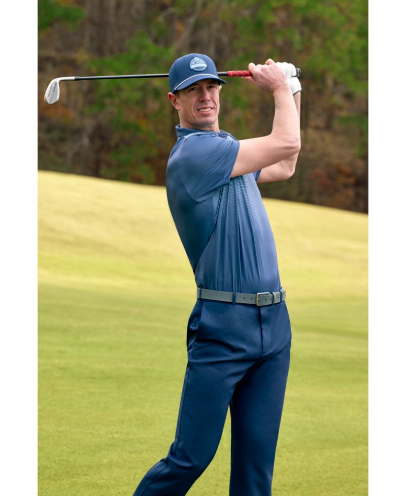 Men's Stripe Print Short Sleeve Golf Polo Shirt