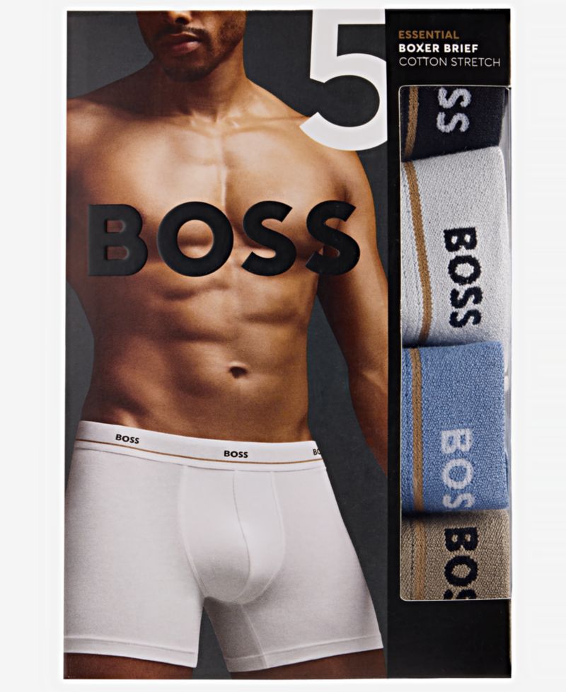 Men's 5-Pack Essential Stretch Cotton Boxer Briefs