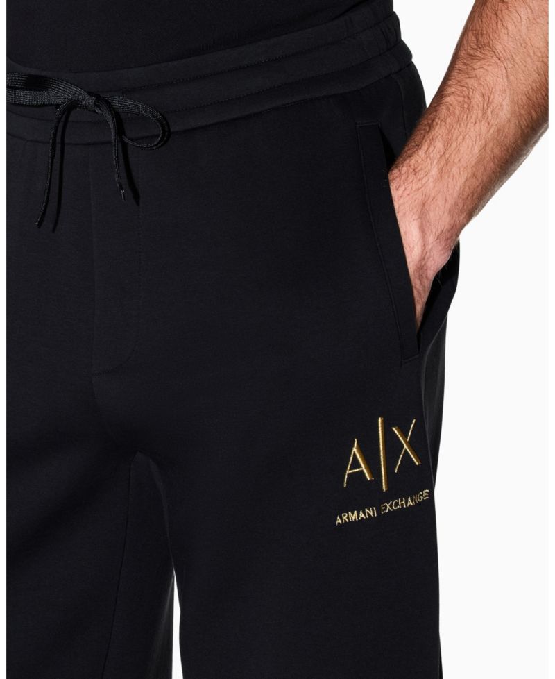 Men's Black And Gold Bonded Cotton Jogger