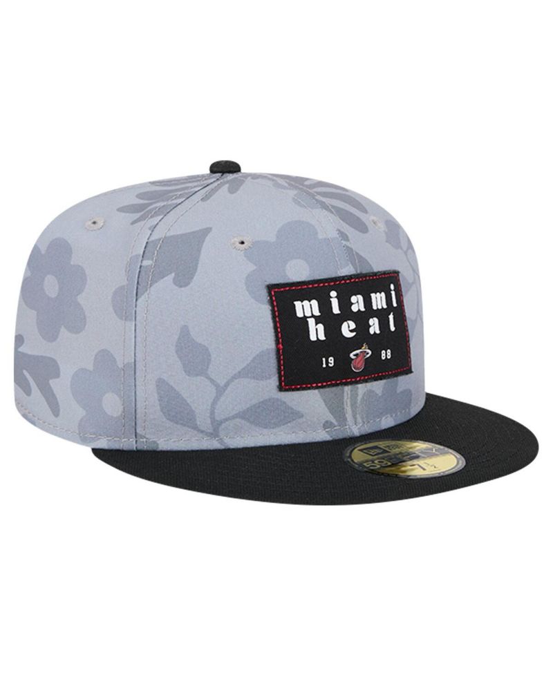Men's Gray Miami Heat Palm Fronds 2-Tone 59FIFTY Fitted Hat