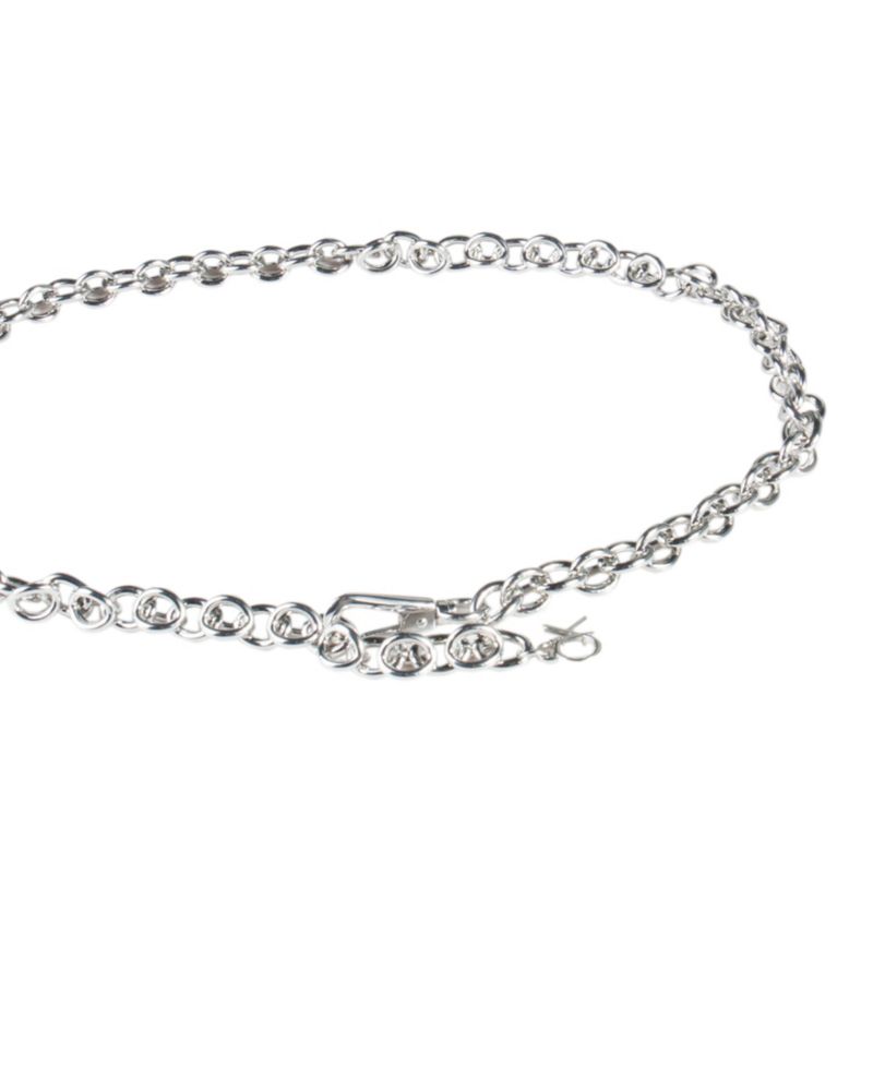 Women's Silver-Tone Chain Belt with Hanging Logo Charm