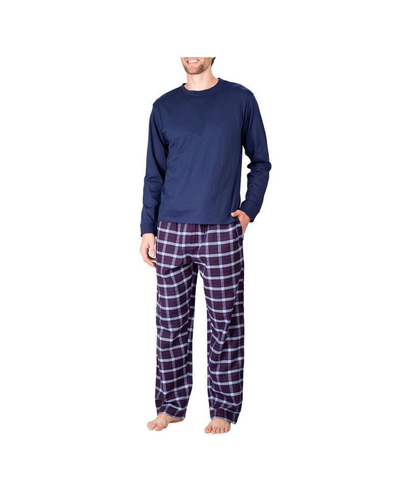 Men's Crew Neck Flannel Pajama Set