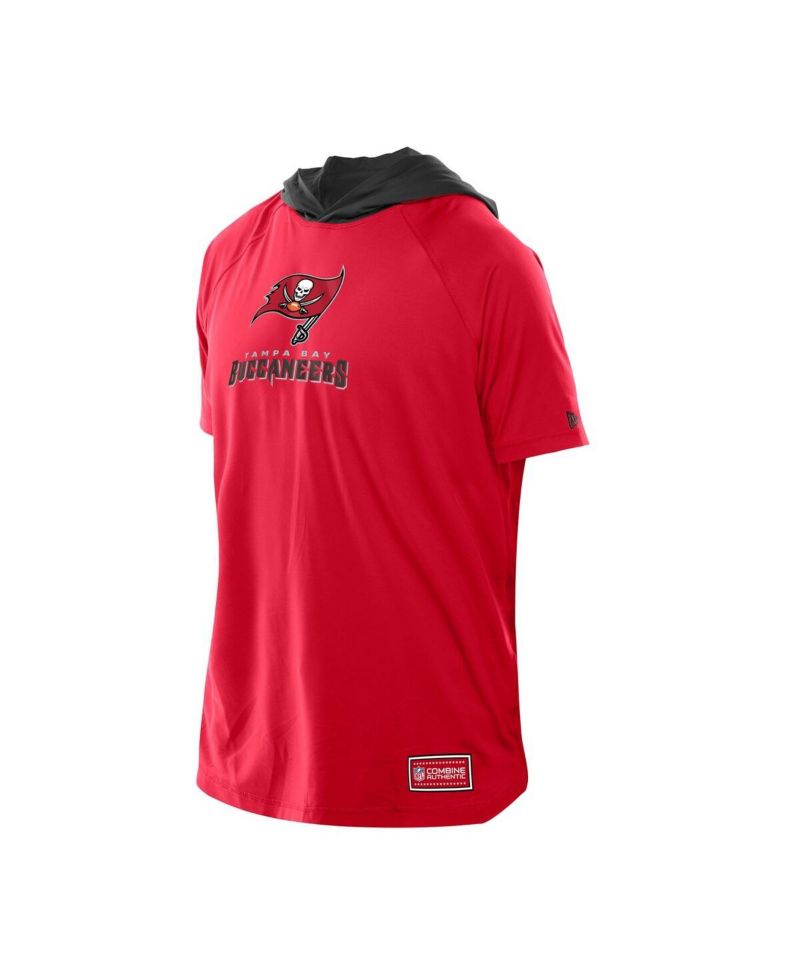Men's Red Tampa Bay Buccaneers Combine Authentic Hooded Raglan Short-Sleeve T-Shirt
