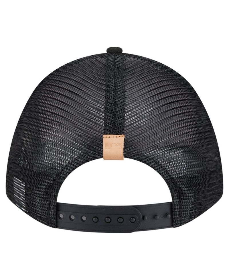 Men's Stone/Black San Francisco Giants Text A-Frame Trucker 9FORTY Hat